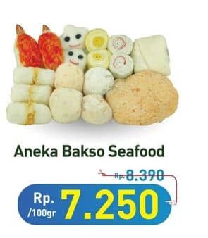 Aneka Bakso Seafood per 100 gr Diskon 13%, Harga Promo Rp7.250, Harga Normal Rp8.390