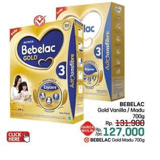 Promo Harga Bebelac 3 Gold Susu Pertumbuhan Madu, Vanilla 700 gr - LotteMart