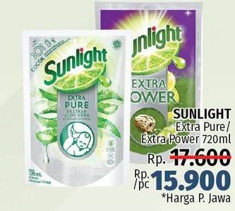 Promo Harga SUNLIGHT Pencuci Piring Extra Power With Biji Zaitun, Extra Pure With Aloe Vera 720 ml - LotteMart