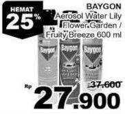 Promo Harga BAYGON Insektisida Spray Water Lily Rose, Flower Garden, Fruity Breeze 600 ml - Giant