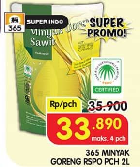 Promo Harga 365 Minyak Goreng Sawit RSPO 2000 ml - Superindo