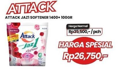 Promo Harga Attack Jaz1 Detergent Powder +Softener Rose Berry 1400 gr - Carrefour