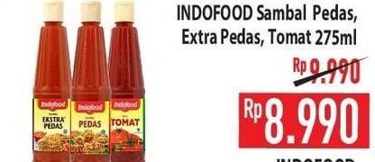 Promo Harga INDOFOOD Sambal Pedas, Ekstra Pedas, Tomat 275 mL  - Hypermart