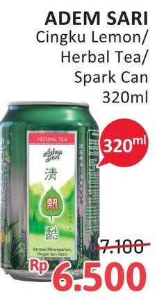 Promo Harga Adem Sari Ching Ku Herbal Lemon, Herbal Tea, Sparkling Herbal Lemon 320 ml - Alfamidi