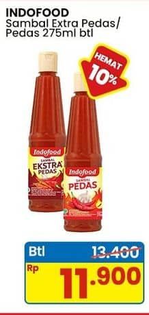 Promo Harga Indofood Sambal Ekstra Pedas, Pedas 275 ml - Indomaret