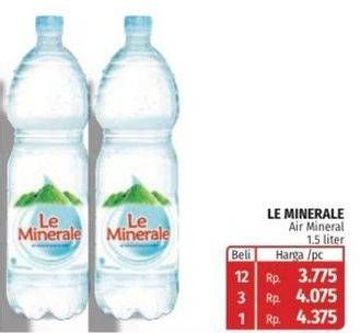 Promo Harga LE MINERALE Air Mineral 1500 ml - Lotte Grosir