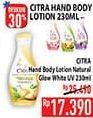 Promo Harga CITRA Hand & Body Lotion Natural Glowing White UV Bengkoang Green Tea 230 ml - Hypermart