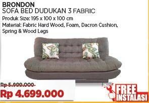 Promo Harga Brondon Sofa Bed Fabric Dudukan 3  - COURTS