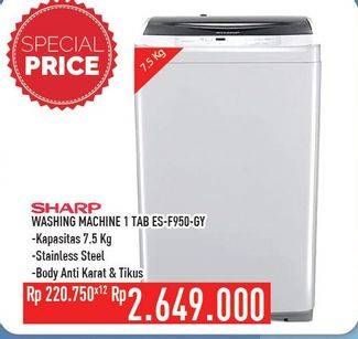 Promo Harga SHARP ES-F950P-GY | Washing Machine  - Hypermart