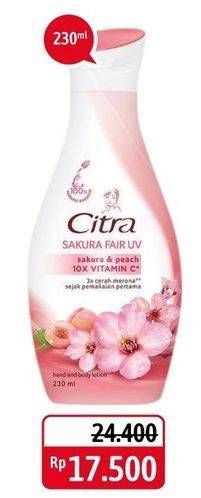 Promo Harga CITRA Hand & Body Lotion Sakura Fair UV Sakura Peach 230 ml - Alfamidi