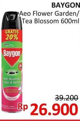 Promo Harga BAYGON Insektisida Spray Flower Garden, Tea Blossom 600 ml - Alfamidi