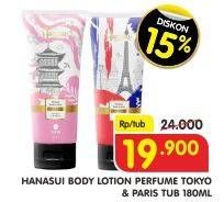 Promo Harga HANASUI Body Lotion Parfume Paris, Tokyo 180 ml - Superindo