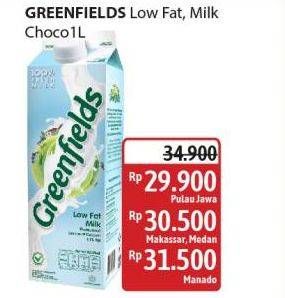 Promo Harga Greenfields UHT Low Fat, Choco Malt 1000 ml - Alfamidi