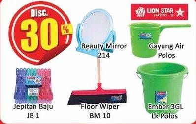 Promo Harga Lion Star Beauty Mirror/Lion Star Gayung Air Deluxe/Lion Star Jepitan Baju/Lion Star Floor Wiper/Lion Star Ember Elegant  - Hari Hari