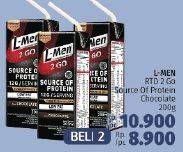 Promo Harga L-MEN Susu UHT Whey Protein 2 Go Chocolate per 2 pcs 200 ml - LotteMart