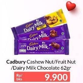 Promo Harga CADBURY Dairy Milk Cashew Nut, Fruit Nut, Original 65 gr - Carrefour