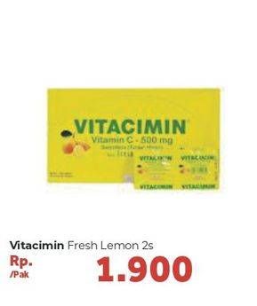 Promo Harga VITACIMIN Vitamin C - 500mg Sweetlets (Tablet Hisap) Fresh Lemon 2 pcs - Carrefour