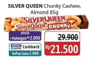 Promo Harga Silver Queen Chunky Bar Almonds, Cashew 85 gr - Alfamidi