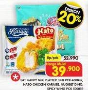 Promo Harga EAT HAPPY Mix Platter/ HATO Chicken Karaage, Nugget Dino, Spicy Wing  - Superindo