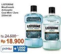 Promo Harga LISTERINE Mouthwash Antiseptic Cool Mint, Zero 250 ml - Indomaret