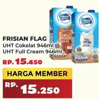 Promo Harga Frisian Flag Susu UHT Purefarm Full Cream, Swiss Chocolate 946 ml - Yogya