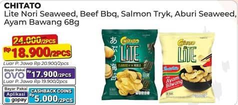 Promo Harga Chitato Lite Snack Potato Chips Seaweed, Beef BBQ, Salmon Teriyaki, Aburi Seaweed, Ayam Bawang 68 gr - Alfamart