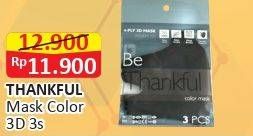Promo Harga THANKFUL Earloop Daily Mask 3D Adult 3 pcs - Alfamart