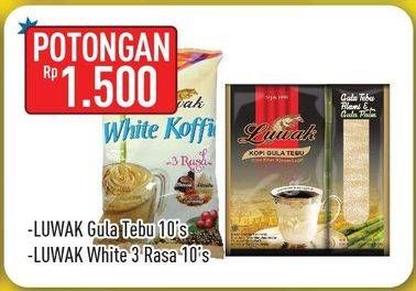 Promo Harga LUWAK White Koffie 3 Rasa/Kopi + Gula  - Hypermart