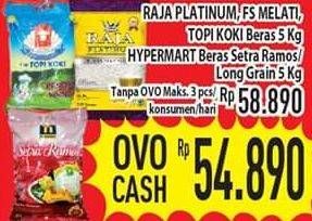 Promo Harga Raja Platinum, FS Melati, Topi Koki, Hypermart Beras 5kg  - Hypermart