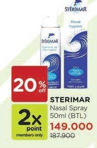 Promo Harga STERIMAR Nasal Hygiene Classic 50 ml - Watsons