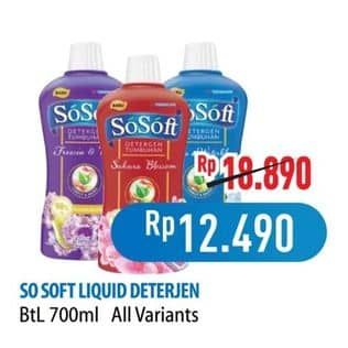 Promo Harga Sosoft Deterjen Cair All Variants 700 ml - Hypermart