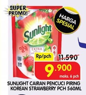 Promo Harga Sunlight Pencuci Piring Korean Strawberry 560 ml - Superindo