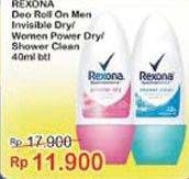 Promo Harga REXONA Deo Roll On Shower Clean, Powder Dry 40 ml - Indomaret