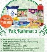 Promo Harga Pak Rahmat 2 (Segitiga Biru Terigu + Rose Brand Gula + Kraft Cheedar + Forvita Margarine + Marjan + Frisian Flag SKM)  - Alfamart