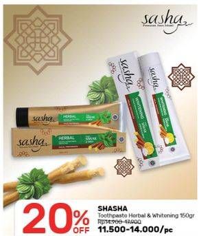 Promo Harga SASHA Toothpaste Whitening Herbal Siwak Sirih 150 gr - Guardian