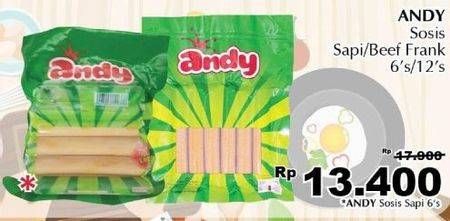 Promo Harga ANDY Sosis Sapi 6 pcs - Giant