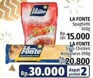 Promo Harga LA FONTE Spaghetti 450g + Saus Chicken Bolognese 290g  - LotteMart