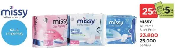 Promo Harga Missy Sanitary Napkins All Variants 10 pcs - Watsons