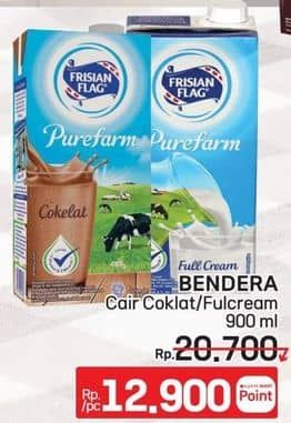Promo Harga Frisian Flag Susu UHT Purefarm Full Cream, Swiss Chocolate 900 ml - LotteMart