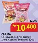 Promo Harga Chuba Cassava Chips BBQ, Sambal Balado, Rumput Laut 120 gr - Alfamidi