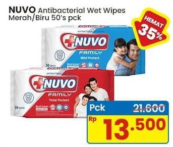 Promo Harga Nuvo Wet Wipes Antiseptic Fresh, Original 50 sheet - Indomaret
