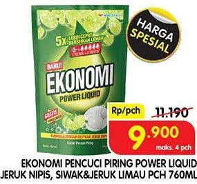Promo Harga EKONOMI Pencuci Piring Power Liquid Siwak Jeruk Limau, Jeruk Nipis 760 ml - Superindo