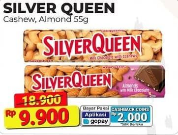 Promo Harga Silver Queen Chocolate Almonds, Cashew 58 gr - Alfamart