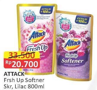 Promo Harga ATTACK Fresh Up Softener Sakura, Dazzling Lilac 800 ml - Alfamart