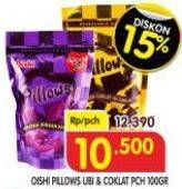 Promo Harga Oishi Pillows Ubi, Coklat 110 gr - Superindo