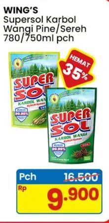 Promo Harga Supersol Karbol Wangi Sereh, Pine 750 ml - Indomaret