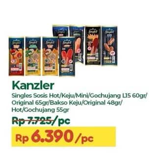 Promo Harga Kanzler Sosis Single Hot, Keju, Mini, Gochujang, Original 60 gr - TIP TOP