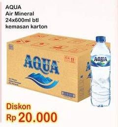 Promo Harga AQUA Air Mineral per 24 botol 600 ml - Indomaret