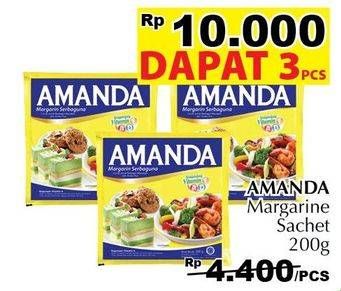 Promo Harga AMANDA Margarine per 3 sachet 200 gr - Giant