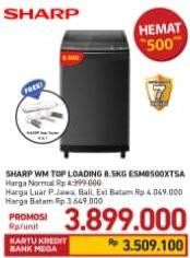 Promo Harga SHARP ES-M8500XTSA | Washing Machine Top Load  - Carrefour